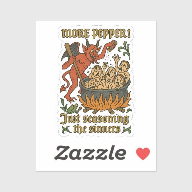 Funny Medieval Meme Devil Cartoon Halloween Sticker (Sheet)