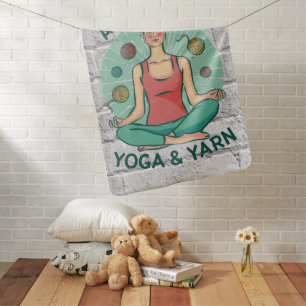 Funny Meditating Knitter for Crafters–Yoga & Yarn Baby Blanket