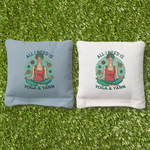 Funny Meditating Knitter for Crafters–Yoga & Yarn Cornhole Bags