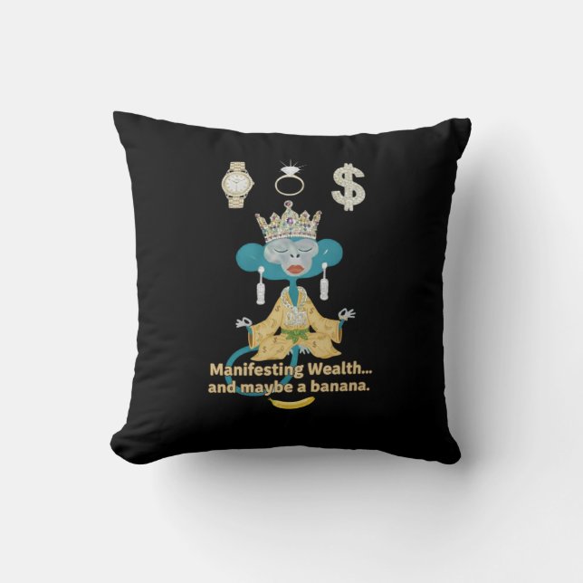 Funny Meditating Monkey  Throw Pillow (Front)