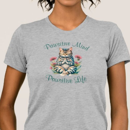 Funny Meditation Cat Inspirational Positive Quote T_Shirt