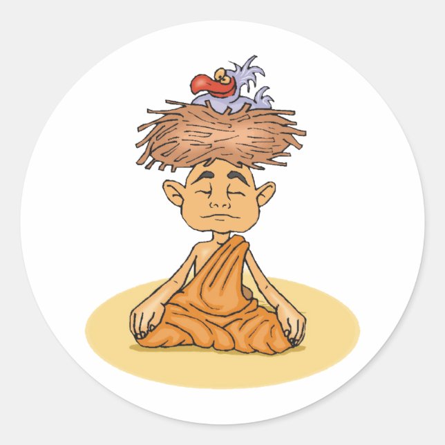 Funny Meditation Classic Round Sticker (Front)