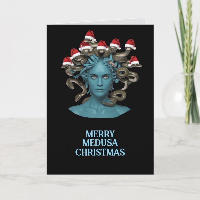 Funny Medusa Christmas Holiday Card (Front)