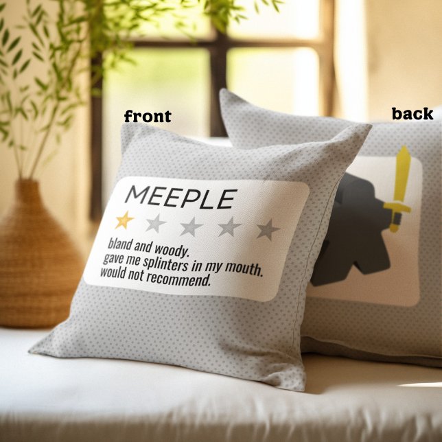 Funny Meeple Review Board Game Room Decor  Throw Pillow (Creator Uploaded)