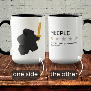 Funny Meeple Star Review Sword Board Game Two-Tone Coffee Mug