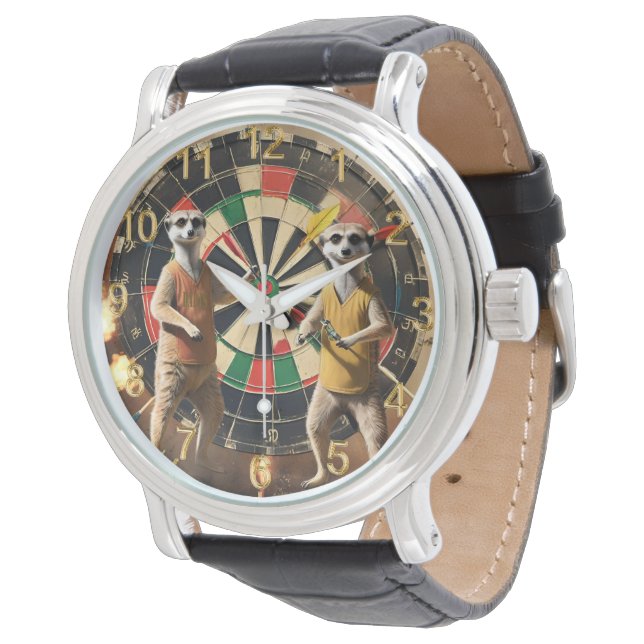 Funny Meerkat Darts Superstars, Watch (Angled)