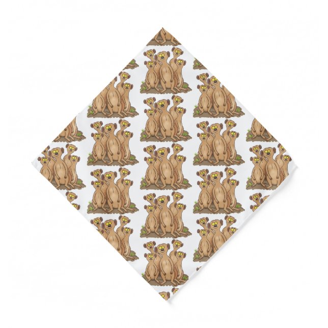 Funny meerkat family cartoon illustration bandana (Front)