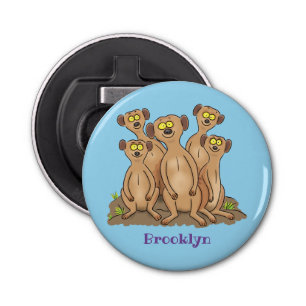 Funny meerkat family cartoon illustration bottle opener