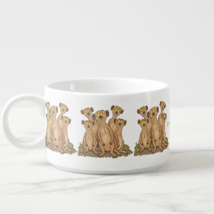 Funny meerkat family cartoon illustration bowl