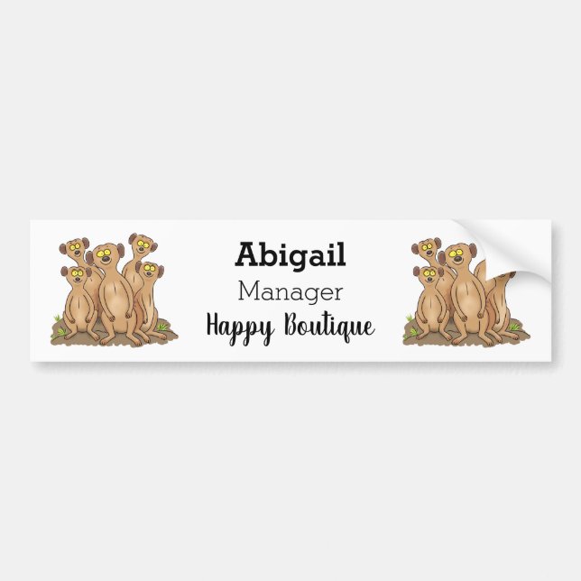 Funny meerkat family cartoon illustration  bumper sticker (Front)