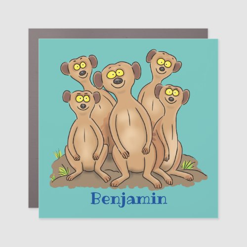 Funny meerkat family cartoon illustration car magnet