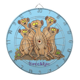Funny meerkat family cartoon illustration dart board
