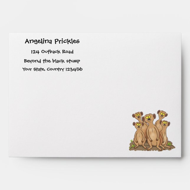 Funny meerkat family cartoon illustration envelope (Front)