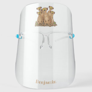 Funny meerkat family cartoon illustration face shield