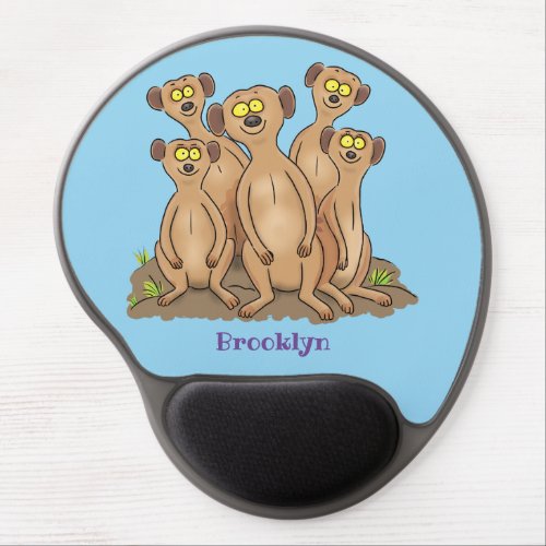 Funny meerkat family cartoon illustration gel mouse pad