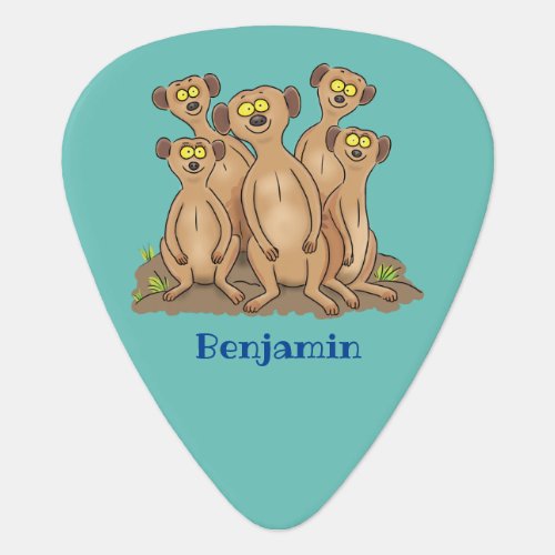 Funny meerkat family cartoon illustration guitar pick