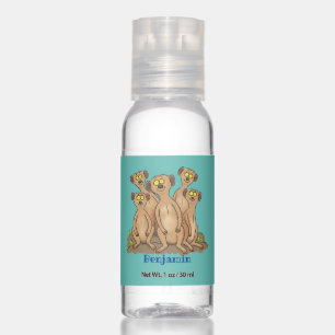 Funny meerkat family cartoon illustration hand sanitizer