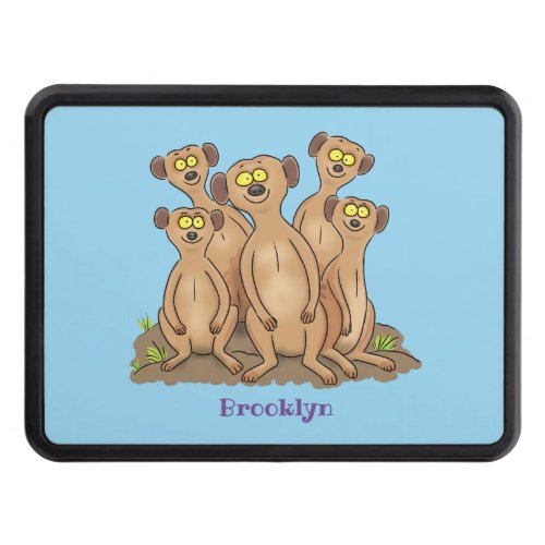 Funny meerkat family cartoon illustration hitch cover