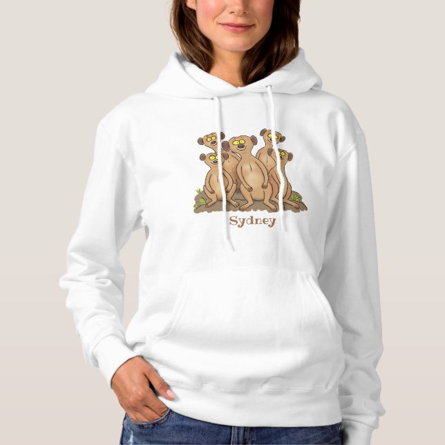 Funny meerkat family cartoon illustration hoodie (Front)