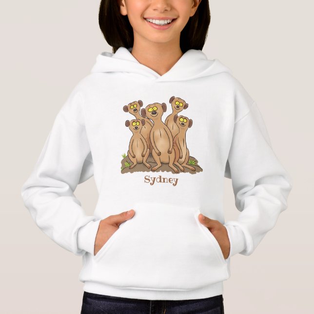 Funny meerkat family cartoon illustration hoodie (Front)