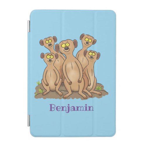 Funny meerkat family cartoon illustration iPad mini cover