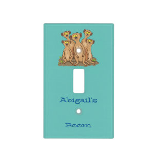 Funny meerkat family cartoon illustration light switch cover