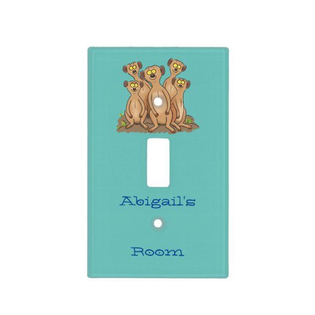 Funny meerkat family cartoon illustration  light switch cover (Front)