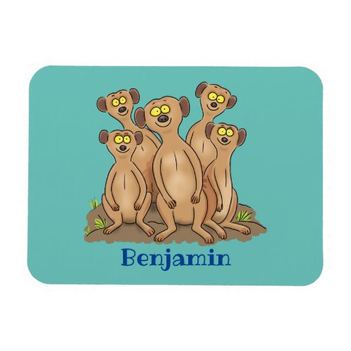Funny meerkat family cartoon illustration magnet