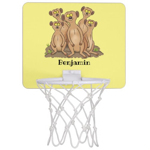 Funny meerkat family cartoon illustration mini basketball hoop