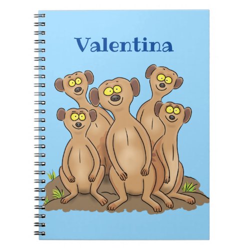 Funny meerkat family cartoon illustration notebook