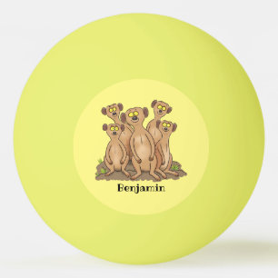 Funny meerkat family cartoon illustration ping pong ball