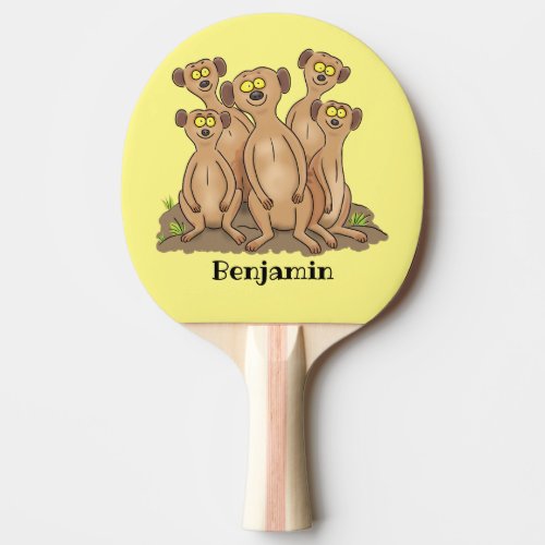 Funny meerkat family cartoon illustration ping pong paddle