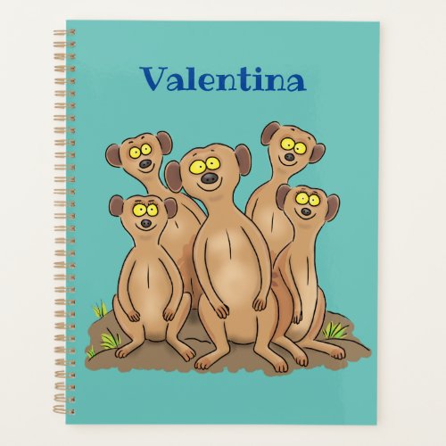 Funny meerkat family cartoon illustration planner