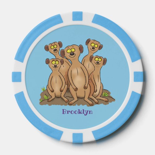 Funny meerkat family cartoon illustration poker chips