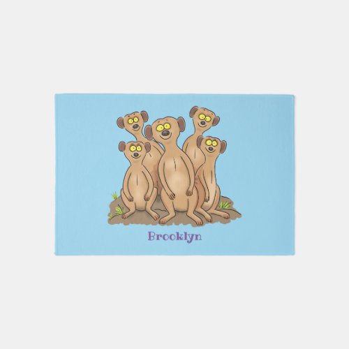 Funny meerkat family cartoon illustration rug