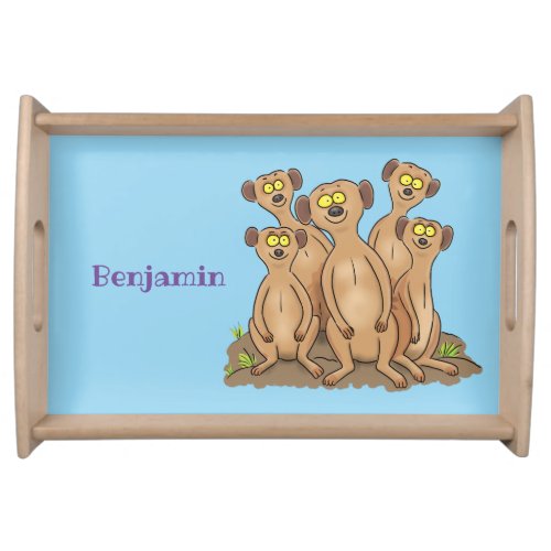 Funny meerkat family cartoon illustration serving tray