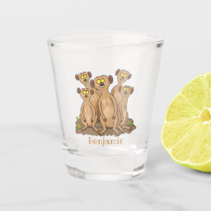 Funny meerkat family cartoon illustration  shot glass