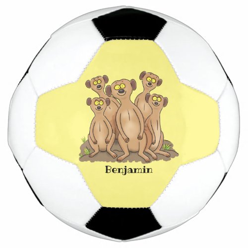 Funny meerkat family cartoon illustration soccer ball