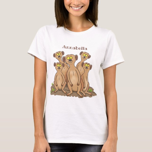 Funny meerkat family cartoon illustration T-Shirt (Front)