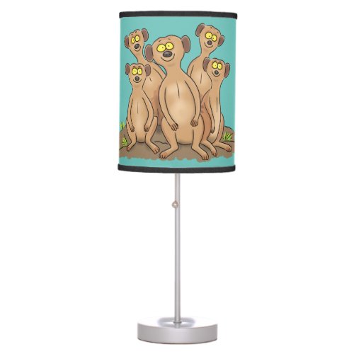 Funny meerkat family cartoon illustration table lamp