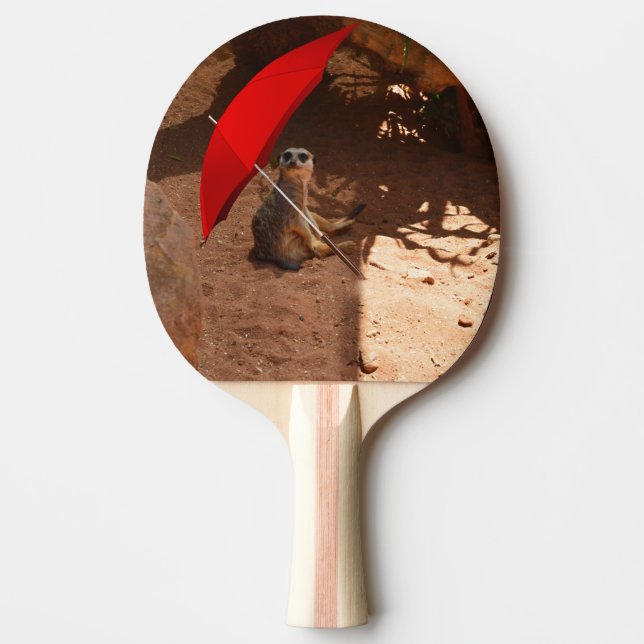 Funny Meerkat Sitting Under Umbrella, Ping-Pong Paddle (Front)
