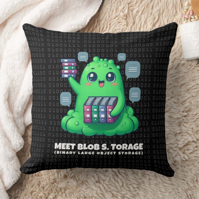 Funny Meet Blob S. Torage Binary Background Throw Pillow (Blanket)