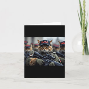 Funny Mega Cat With Rifle - Humorous Donald Trump Card