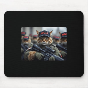 Funny Mega Cat With Rifle - Humorous Donald Trump  Mouse Pad