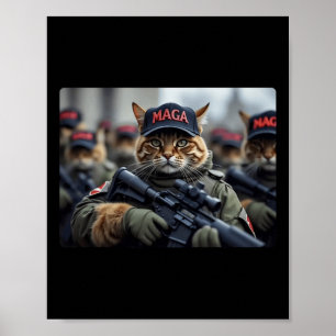Funny Mega Cat With Rifle - Humorous Donald Trump  Poster