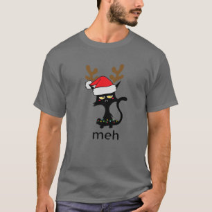 Funny Meh Cat For Cat Lovers Ugly Christmas Frown T-Shirt