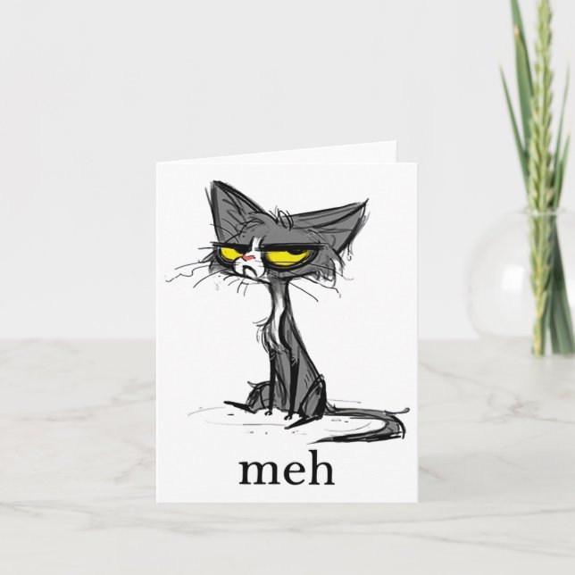 Funny Meh Cat Gift For Cat Lovers  Card (Front)