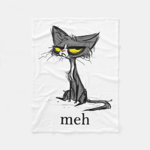 Funny Meh Cat Gift For Cat Lovers Fleece Blanket