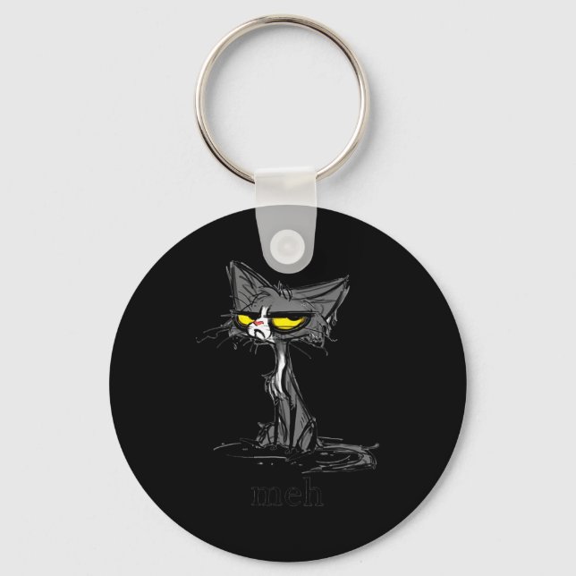Funny Meh Cat Gift For Cat Lovers  Keychain (Front)