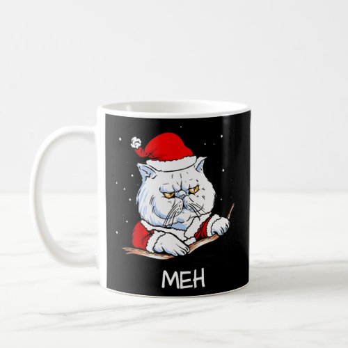 Funny Meh Cat With Santa Hat Cat Lovers Cat Santa  Coffee Mug